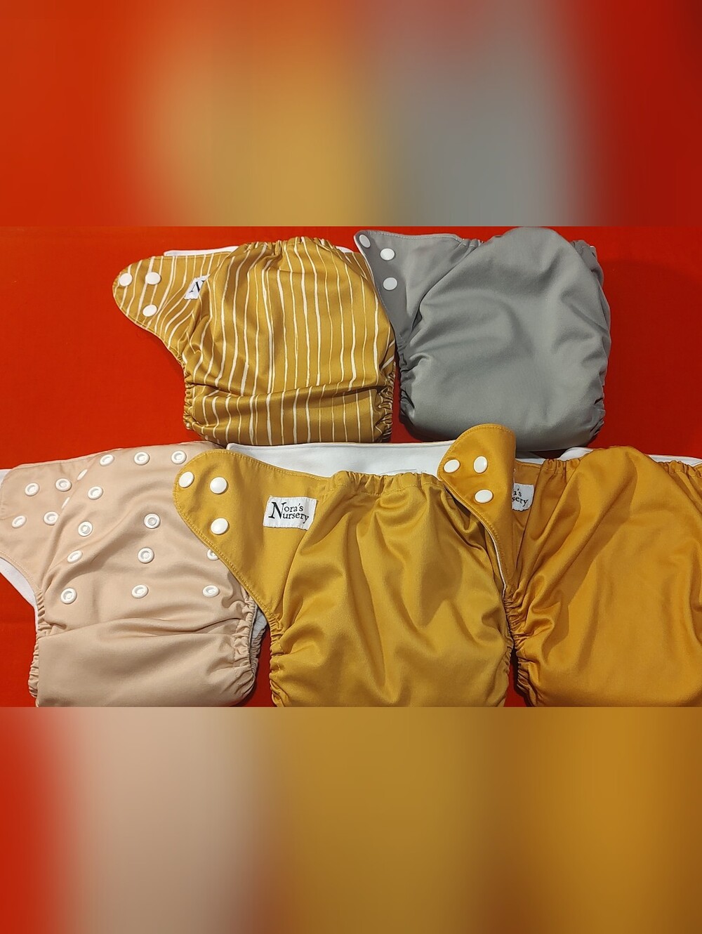 5 Nora's Nursery Reusable Cloth Pocket Diaper Lot w/10 Inserts, One Size Baby